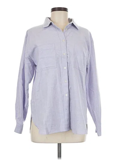 Pre-owned Ann Taylor Loft Long Sleeve Button Down Shirt In Blue