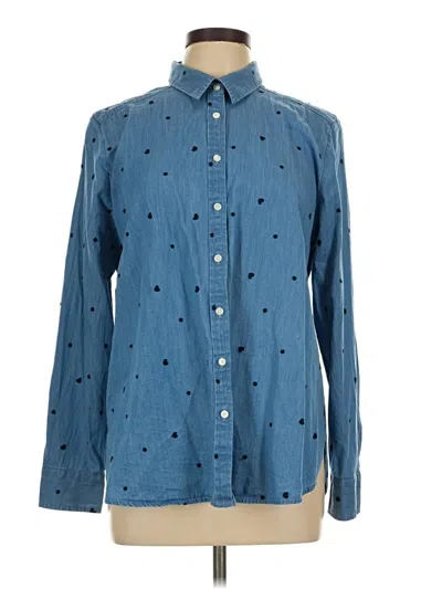 Pre-owned Ann Taylor Loft Long Sleeve Button Down Shirt In Blue