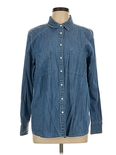 Pre-owned Ann Taylor Loft Long Sleeve Button Down Shirt In Blue