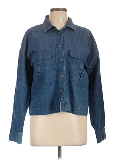 Pre-owned Ann Taylor Loft Long Sleeve Button Down Shirt In Blue