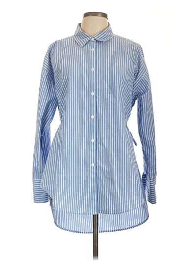Ann Taylor Loft Long Sleeve Button Down Shirt In Blue