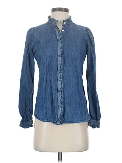 Pre-owned Ann Taylor Loft Long Sleeve Button Down Shirt In Blue