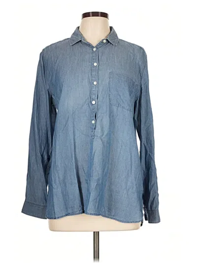 Pre-owned Ann Taylor Loft Long Sleeve Button Down Shirt In Blue
