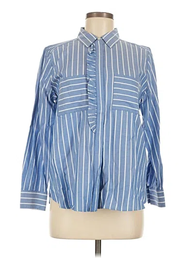 Ann Taylor Loft Long Sleeve Button Down Shirt In Blue