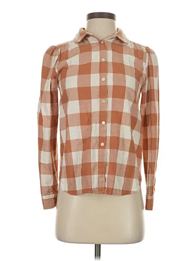 Pre-owned Ann Taylor Loft Long Sleeve Button Down Shirt In Brown