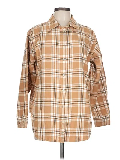 Pre-owned Ann Taylor Loft Long Sleeve Button Down Shirt In Brown