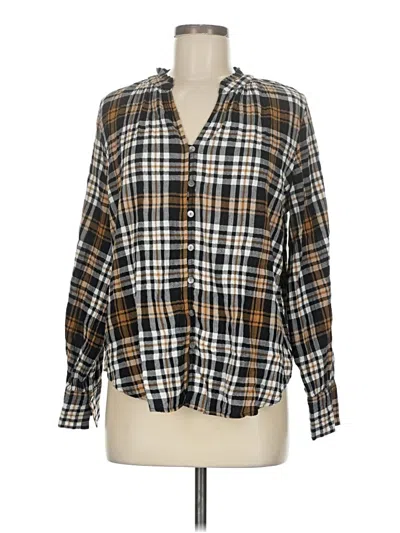 Pre-owned Ann Taylor Loft Long Sleeve Button Down Shirt In Brown