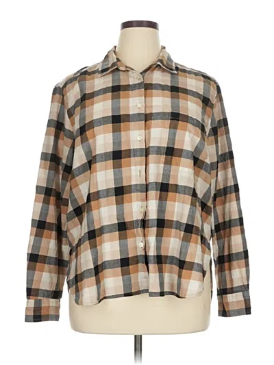 Pre-owned Ann Taylor Loft Long Sleeve Button Down Shirt In Brown