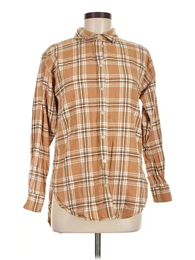 Pre-owned Ann Taylor Loft Long Sleeve Button Down Shirt In Brown