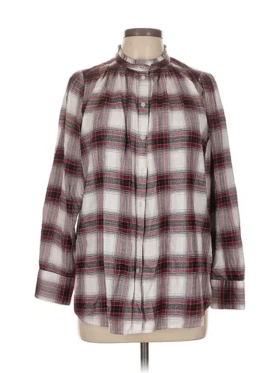 Pre-owned Ann Taylor Loft Long Sleeve Button Down Shirt In Burgundy