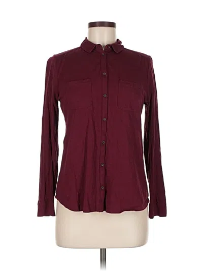 Pre-owned Ann Taylor Loft Long Sleeve Button Down Shirt In Burgundy
