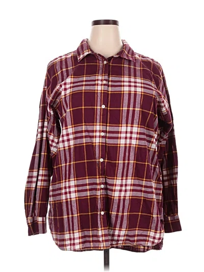 Pre-owned Ann Taylor Loft Long Sleeve Button Down Shirt In Burgundy