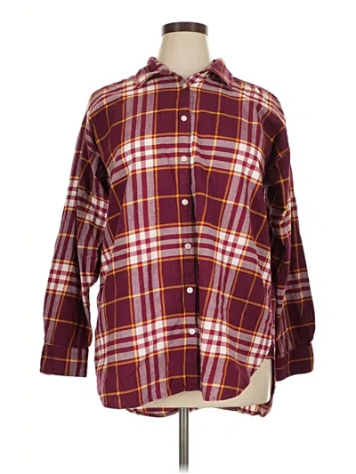 Pre-owned Ann Taylor Loft Long Sleeve Button Down Shirt In Burgundy