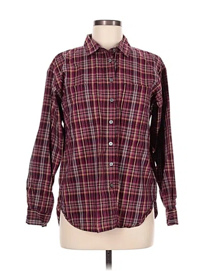 Pre-owned Ann Taylor Loft Long Sleeve Button Down Shirt In Burgundy