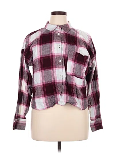 Pre-owned Ann Taylor Loft Long Sleeve Button Down Shirt In Burgundy