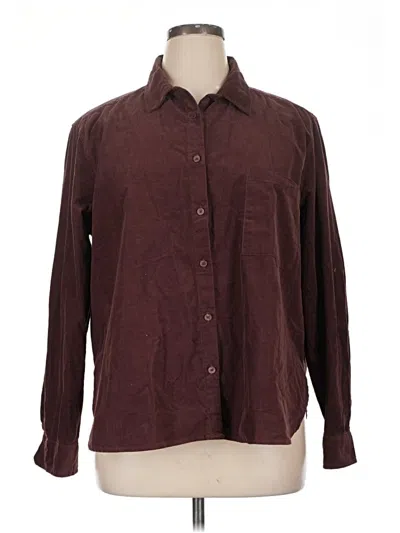 Ann Taylor Loft Long Sleeve Button Down Shirt In Burgundy