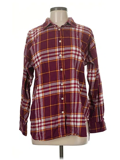 Pre-owned Ann Taylor Loft Long Sleeve Button Down Shirt In Burgundy