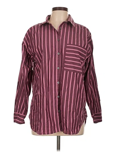 Pre-owned Ann Taylor Loft Long Sleeve Button Down Shirt In Burgundy