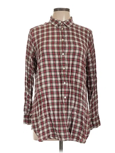 Pre-owned Ann Taylor Loft Long Sleeve Button Down Shirt In Burgundy
