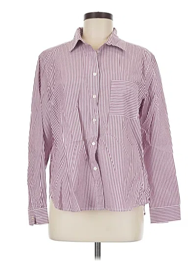 Pre-owned Ann Taylor Loft Long Sleeve Button Down Shirt In Burgundy