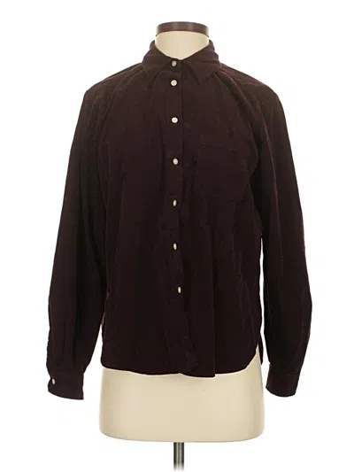 Pre-owned Ann Taylor Loft Long Sleeve Button Down Shirt In Burgundy