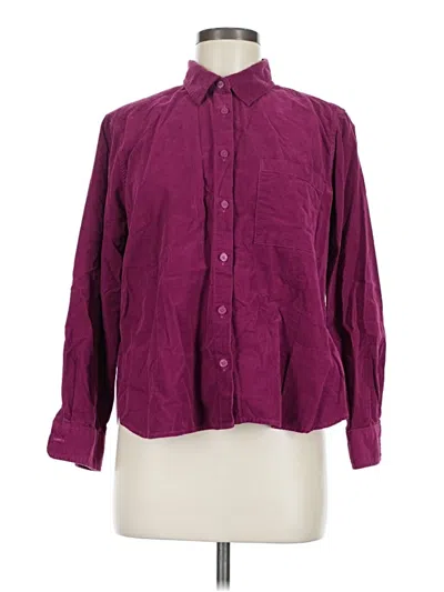 Pre-owned Ann Taylor Loft Long Sleeve Button Down Shirt In Burgundy