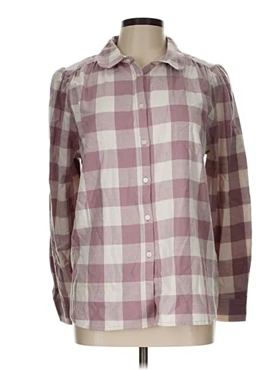 Ann Taylor Loft Long Sleeve Button Down Shirt In Burgundy