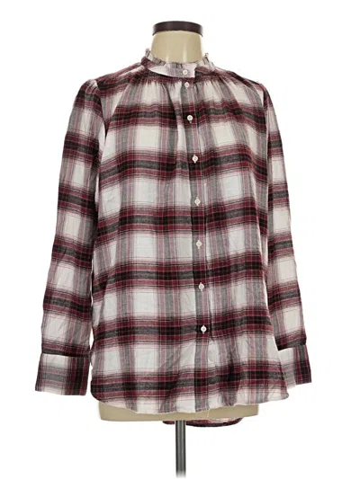 Pre-owned Ann Taylor Loft Long Sleeve Button Down Shirt In Burgundy