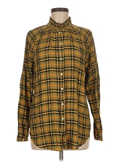 Pre-owned Ann Taylor Loft Long Sleeve Button Down Shirt In Gold