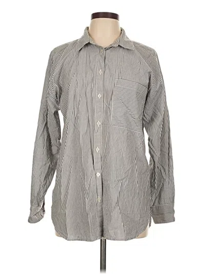 Pre-owned Ann Taylor Loft Long Sleeve Button Down Shirt In Gray