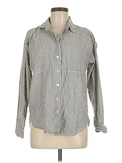 Pre-owned Ann Taylor Loft Long Sleeve Button Down Shirt In Gray
