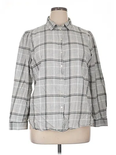Pre-owned Ann Taylor Loft Long Sleeve Button Down Shirt In Gray