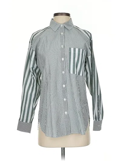 Pre-owned Ann Taylor Loft Long Sleeve Button Down Shirt In Green