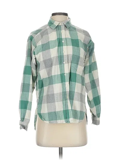 Pre-owned Ann Taylor Loft Long Sleeve Button Down Shirt In Green