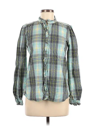 Pre-owned Ann Taylor Loft Long Sleeve Button Down Shirt In Green