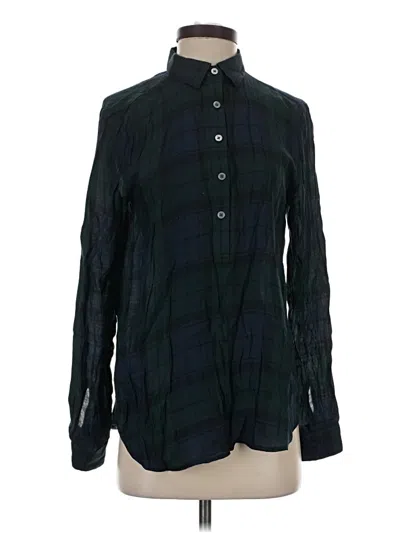 Pre-owned Ann Taylor Loft Long Sleeve Button Down Shirt In Green