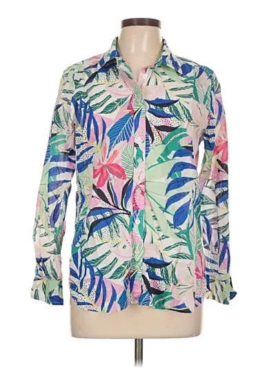 Pre-owned Ann Taylor Loft Long Sleeve Button Down Shirt In Green