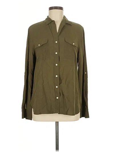 Pre-owned Ann Taylor Loft Long Sleeve Button Down Shirt In Green