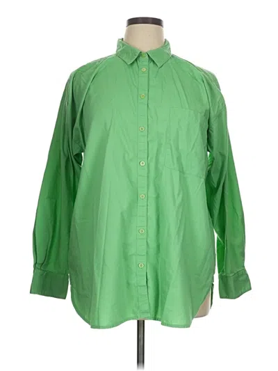 Pre-owned Ann Taylor Loft Long Sleeve Button Down Shirt In Green