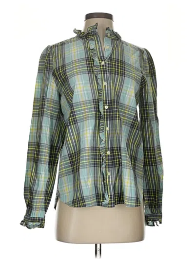 Pre-owned Ann Taylor Loft Long Sleeve Button Down Shirt In Green