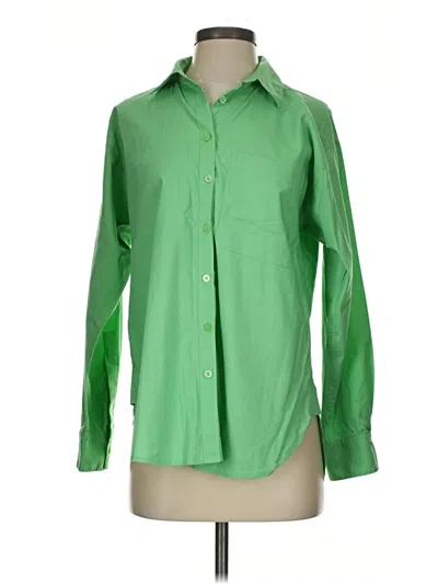 Pre-owned Ann Taylor Loft Long Sleeve Button Down Shirt In Green