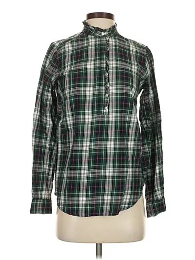 Pre-owned Ann Taylor Loft Long Sleeve Button Down Shirt In Green