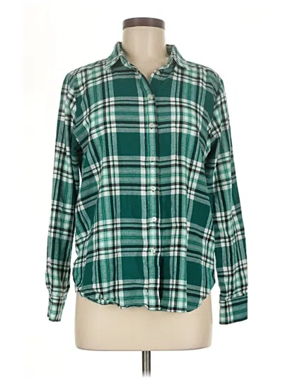 Pre-owned Ann Taylor Loft Long Sleeve Button Down Shirt In Green