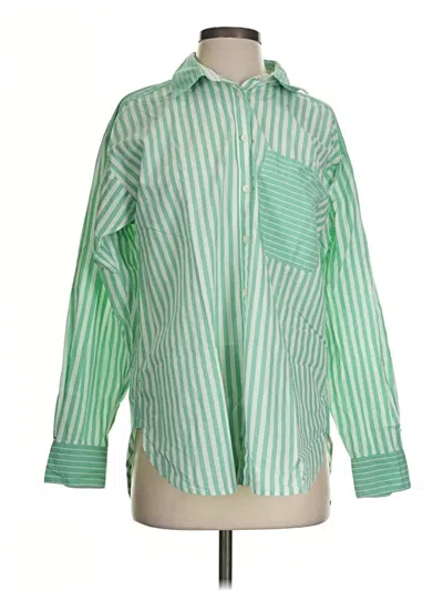 Pre-owned Ann Taylor Loft Long Sleeve Button Down Shirt In Green