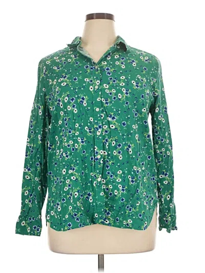 Pre-owned Ann Taylor Loft Long Sleeve Button Down Shirt In Green