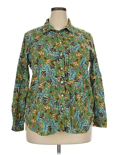 Pre-owned Ann Taylor Loft Long Sleeve Button Down Shirt In Green