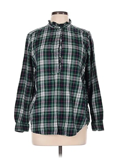 Pre-owned Ann Taylor Loft Long Sleeve Button Down Shirt In Green