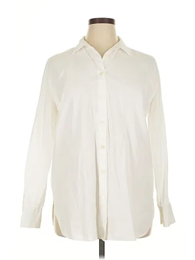 Pre-owned Ann Taylor Loft Long Sleeve Button Down Shirt In Ivory
