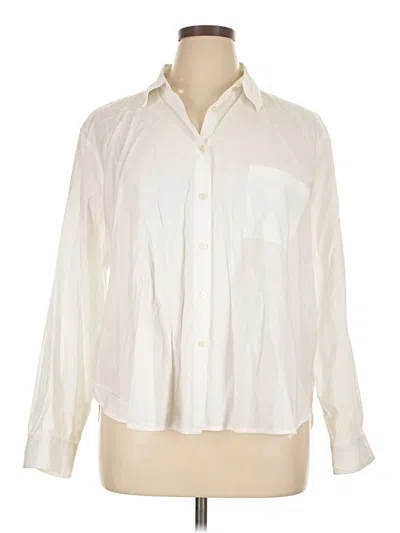 Pre-owned Ann Taylor Loft Long Sleeve Button Down Shirt In Ivory