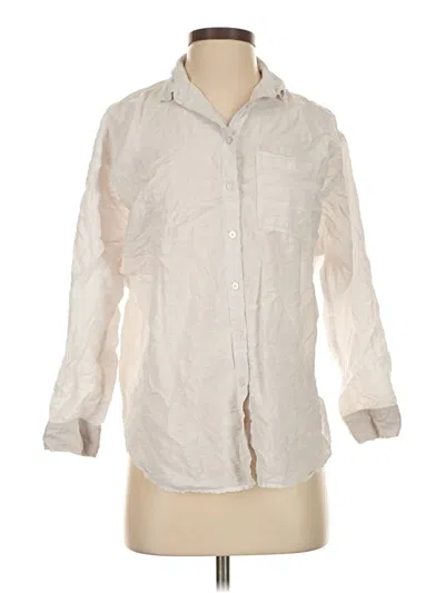 Pre-owned Ann Taylor Loft Long Sleeve Button Down Shirt In Ivory